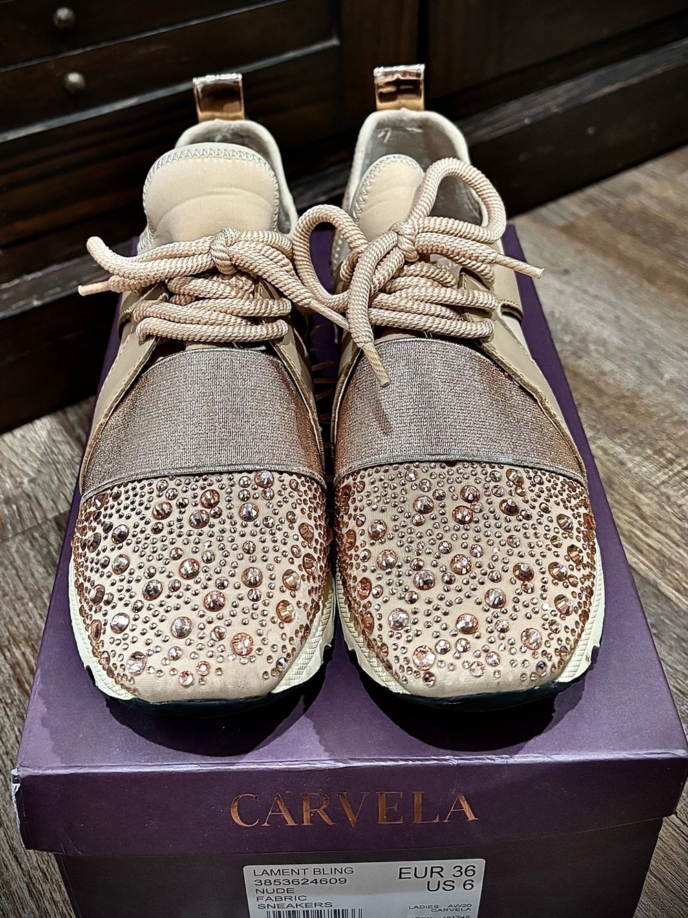 Carvela Women's Blush Pink Embellished Sneakers